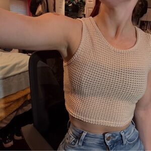 SHEIN Beige Sleeveless Crop Top